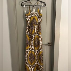 Anthropologie chiffon patterned racer-back midi dress